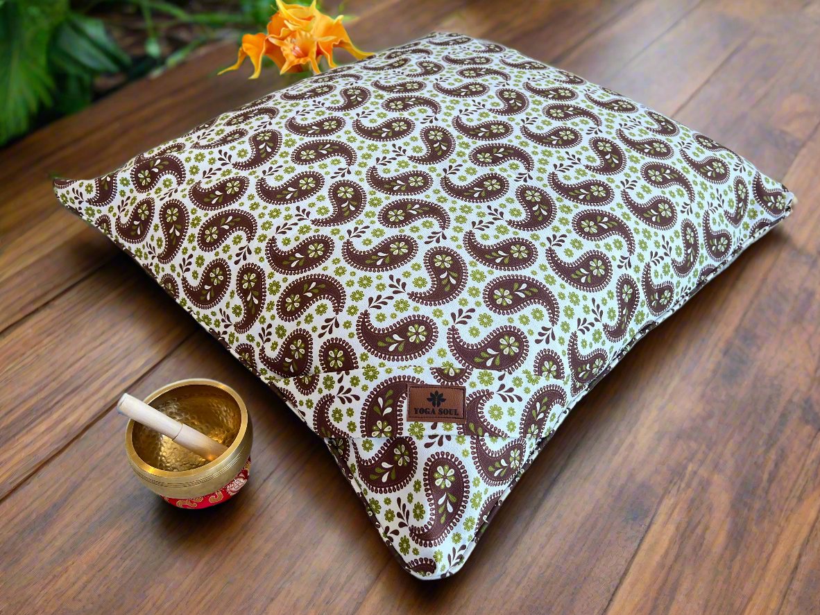 ZABUTON Meditation Cushion | Paisley | Chocolate - Yoga Soul