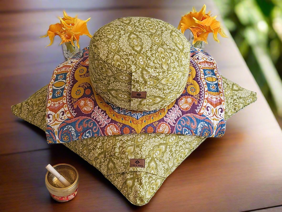 RONDO Meditation Cushion Bundle | Mandala | Kiwi Fruit - Yoga Soul