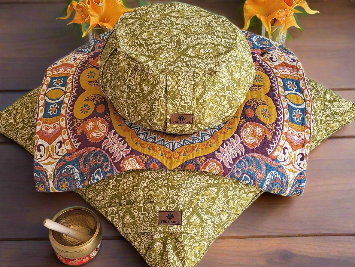 ZAFU Meditation Cushion Bundle | Mandala | Kiwi Fruit - Yoga Soul