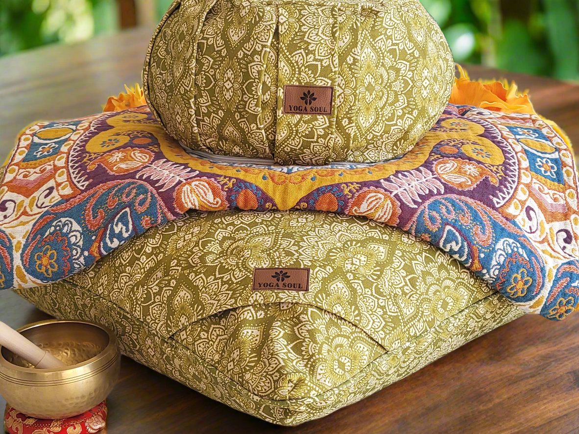 ZAFU Meditation Cushion Bundle | Mandala | Kiwi Fruit - Yoga Soul