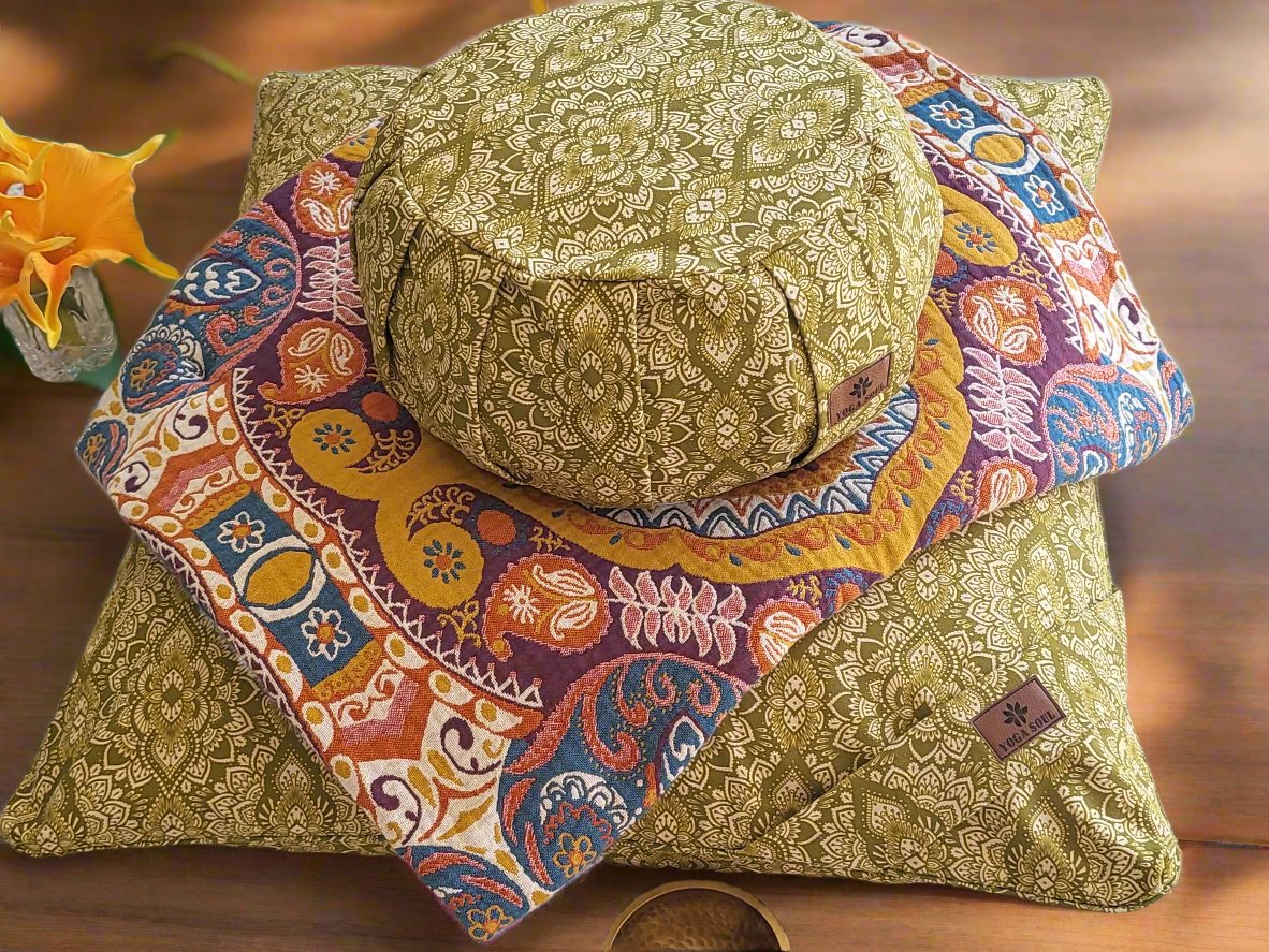 ZAFU Meditation Cushion Bundle | Mandala | Kiwi Fruit - Yoga Soul