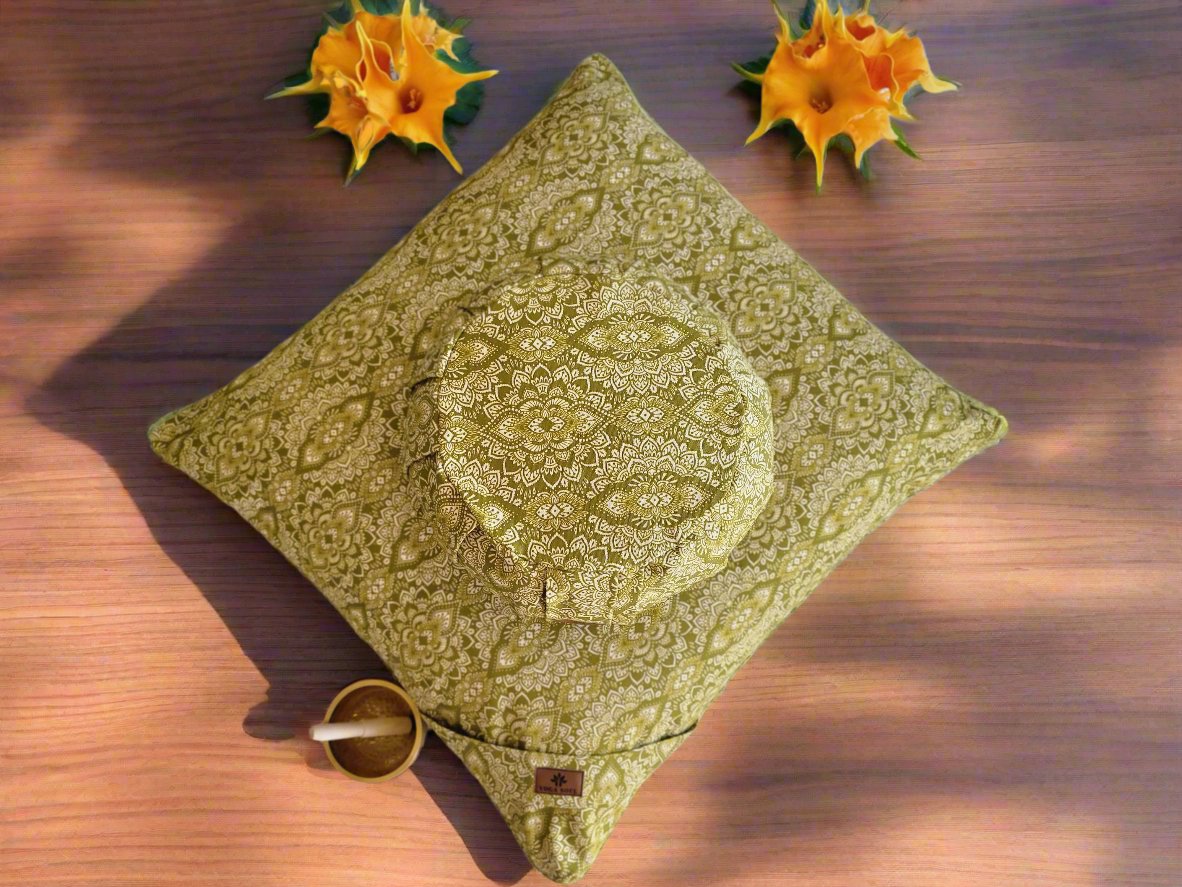 ZAFU Meditation Cushion Bundle | Mandala | Kiwi Fruit - Yoga Soul