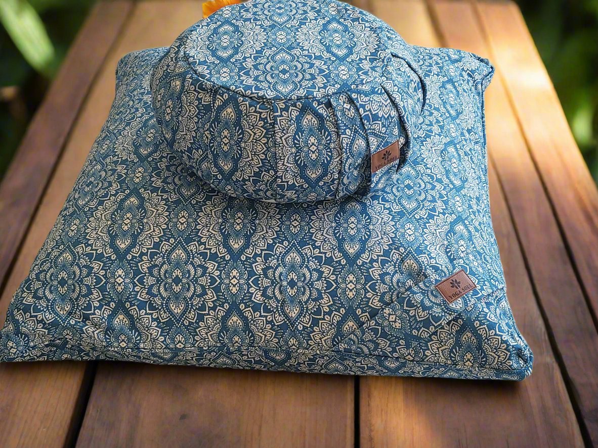 ZAFU Meditation Cushion Bundle | Mandala | Indigo Blue - Yoga Soul