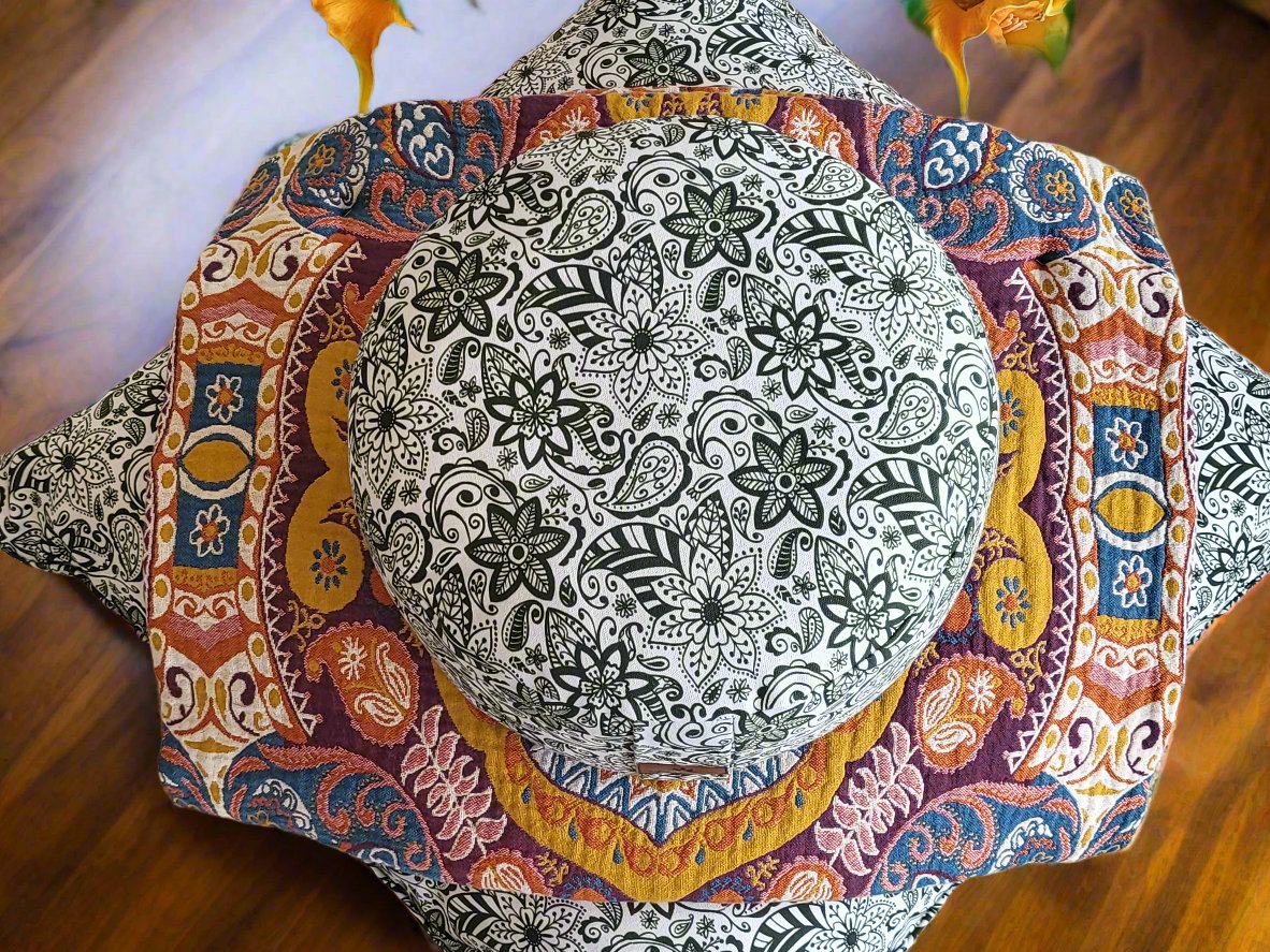 RONDO Meditation Cushion Bundle | Paisley Flower | Trekking Green - Yoga Soul