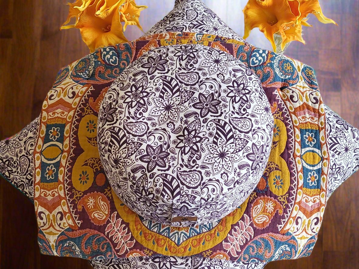 RONDO Meditation Cushion Bundle | Paisley Flower | Purple - Yoga Soul