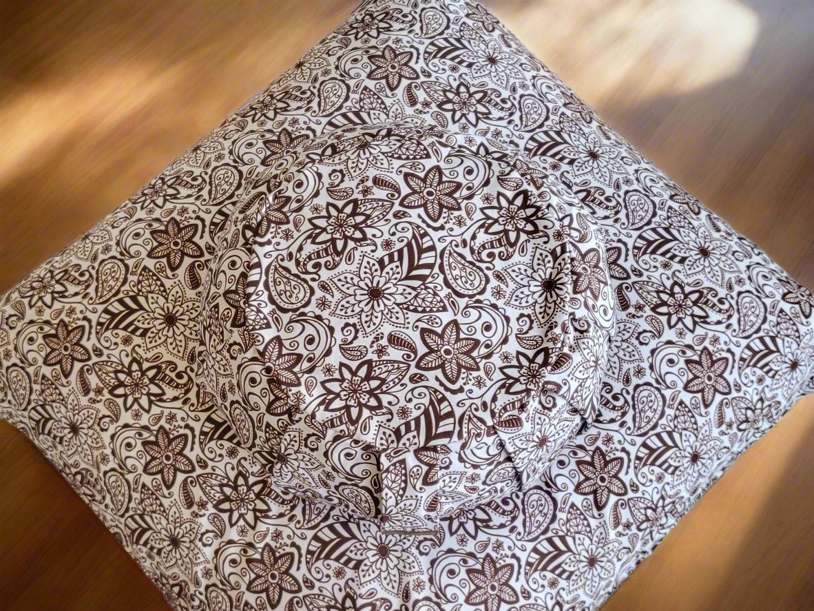 ZAFU Meditation Cushion Bundle | Paisley Flower | Chocolate - Yoga Soul