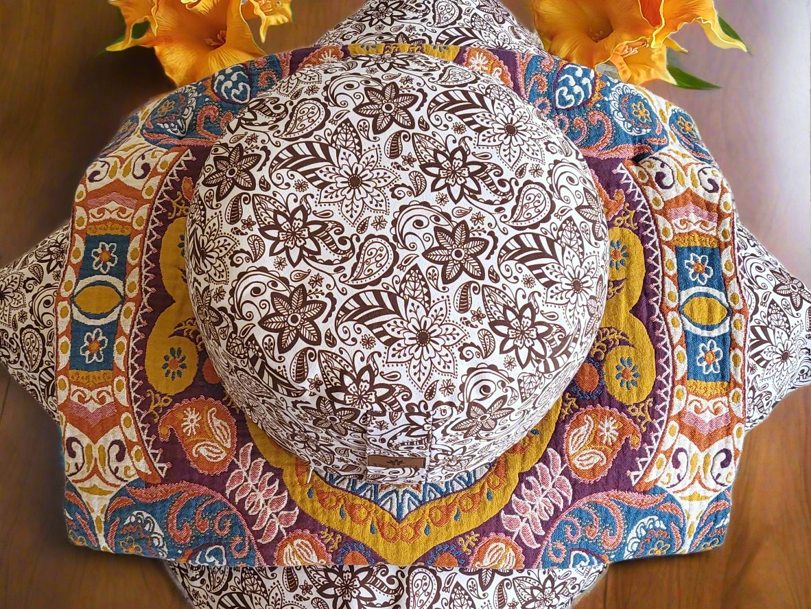 RONDO Meditation Cushion Bundle | Paisley Flower | Chocolate - Yoga Soul