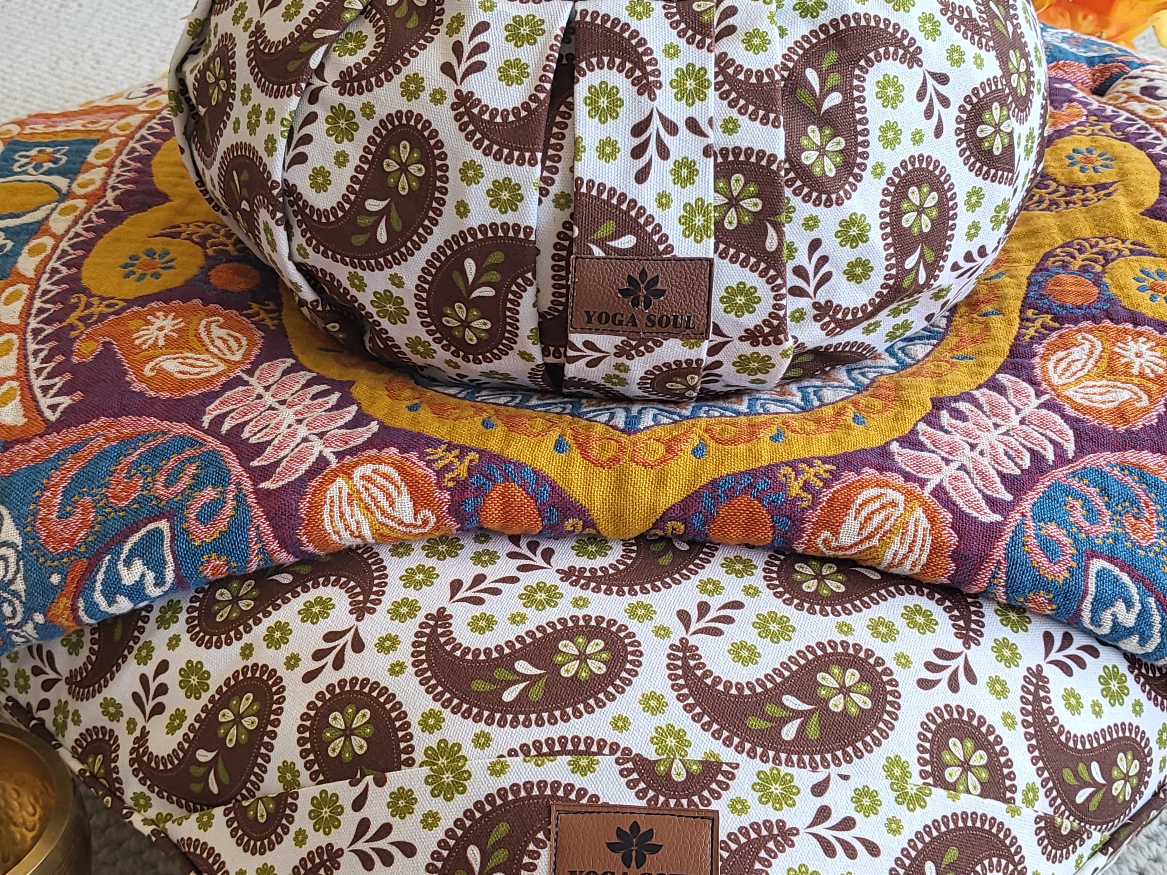 ZAFU Meditation Cushion Bundle | Paisley | Chocolate - Yoga Soul