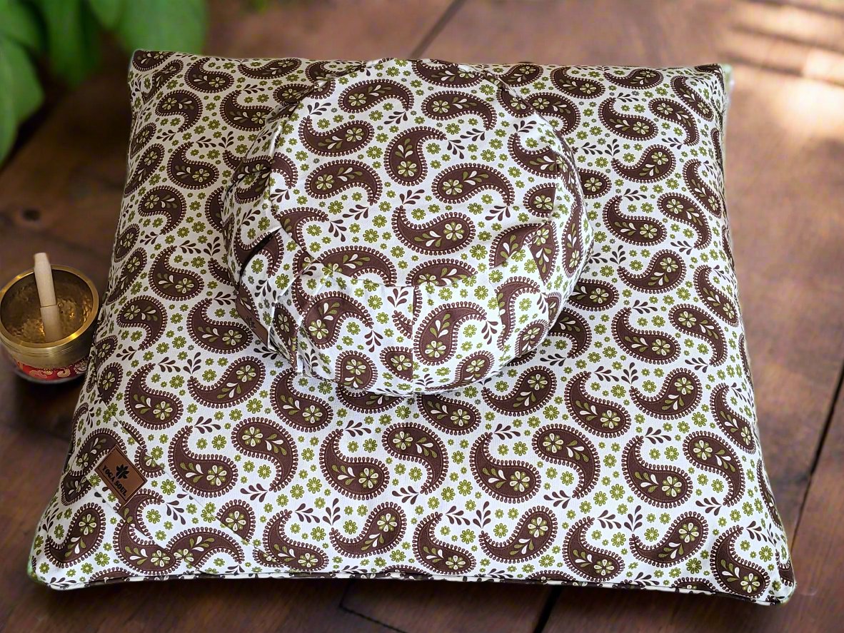 ZAFU Meditation Cushion Bundle | Paisley | Chocolate - Yoga Soul