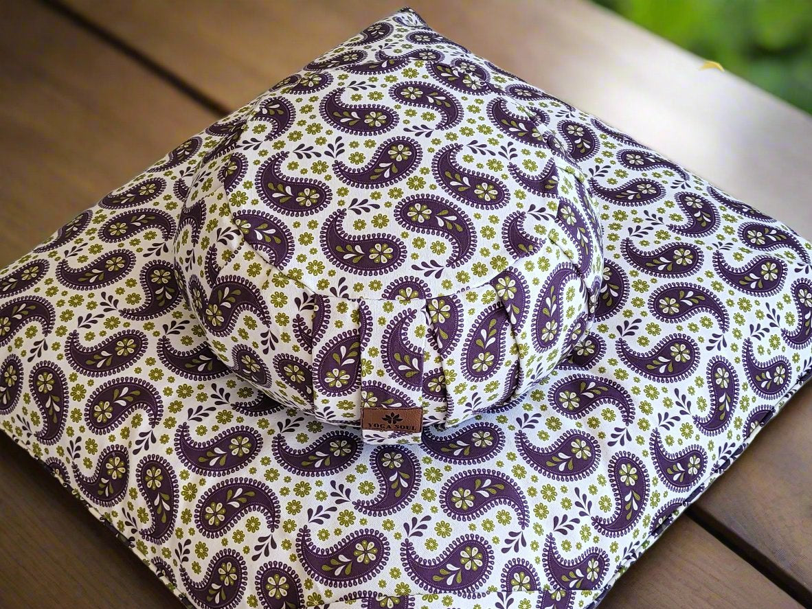 ZAFU Meditation Cushion Bundle | Paisley | Purple - Yoga Soul