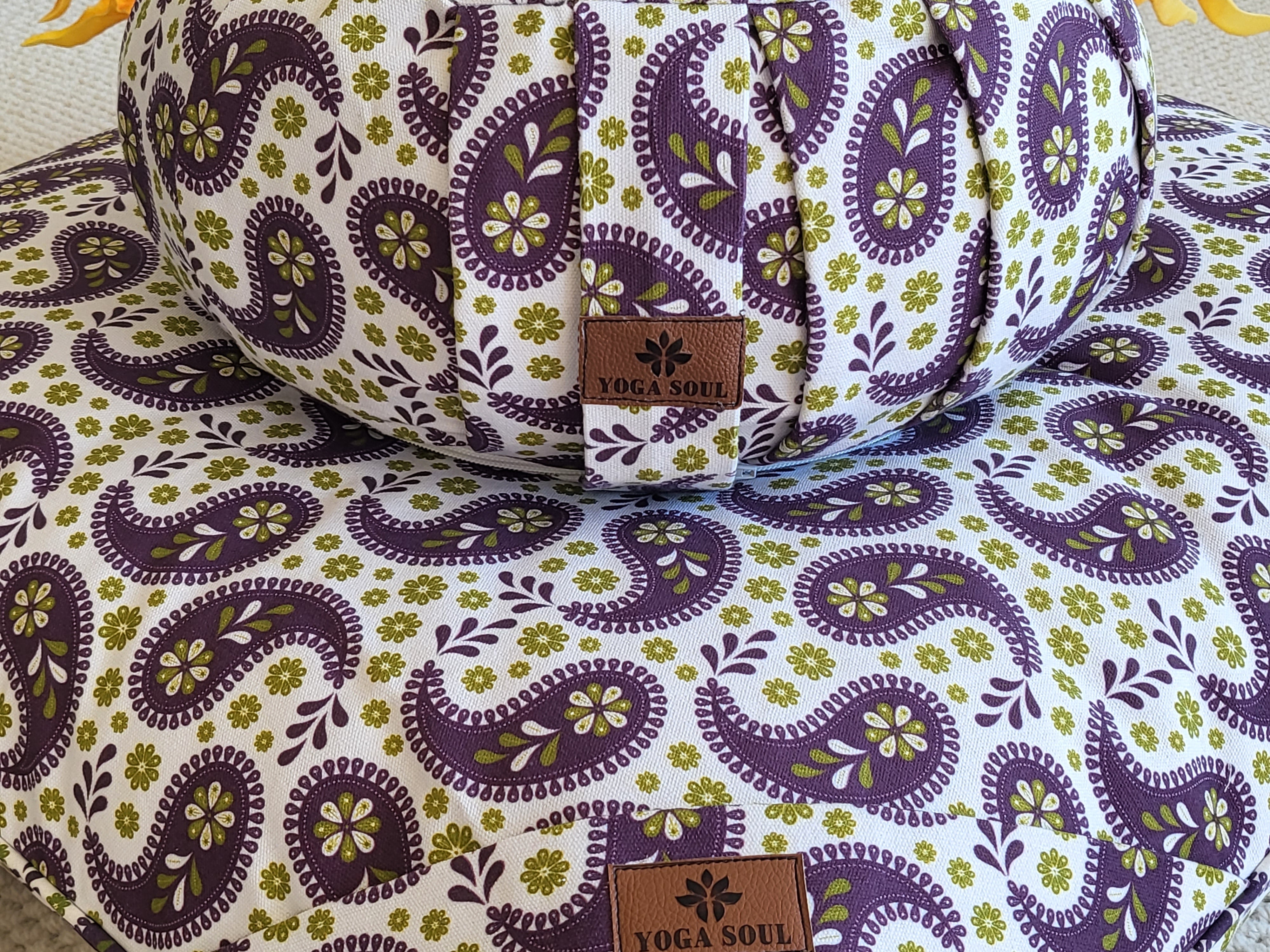 ZAFU Meditation Cushion Bundle | Paisley | Purple - Yoga Soul