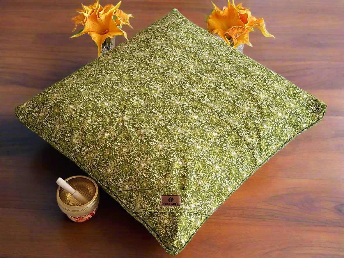 ZABUTON Meditation Cushion | Lotus | Olive Green - Yoga Soul