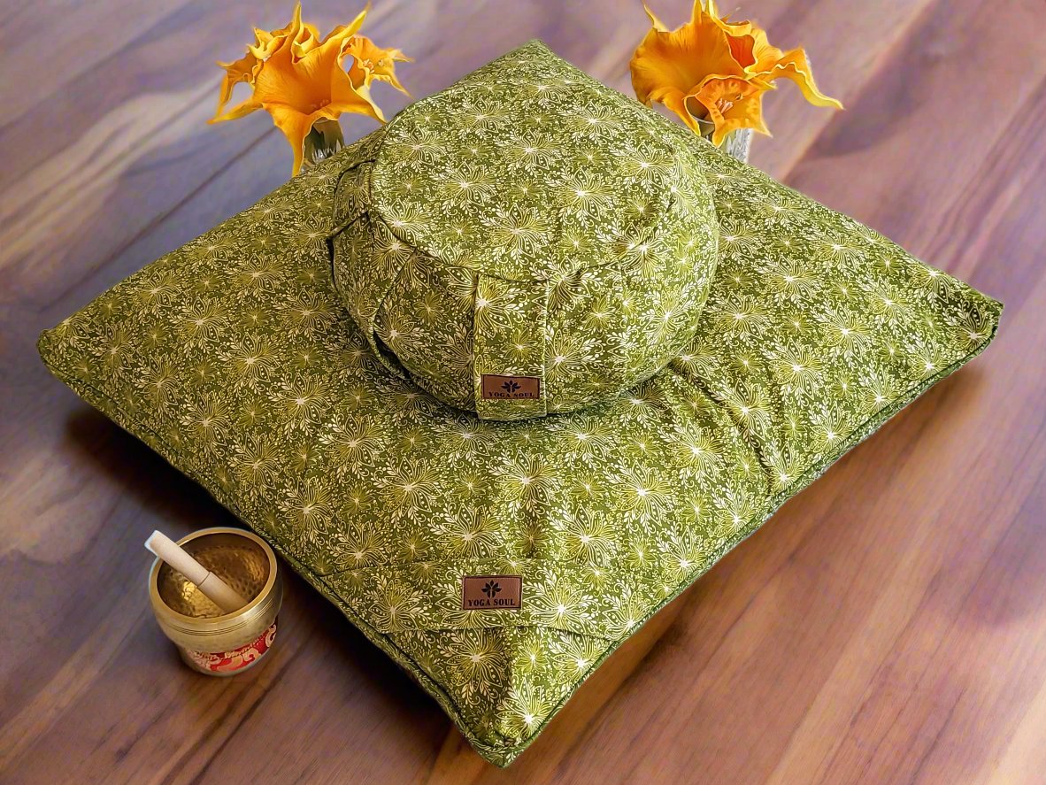 ZAFU Meditation Cushion Bundle | Lotus | Olive Green - Yoga Soul