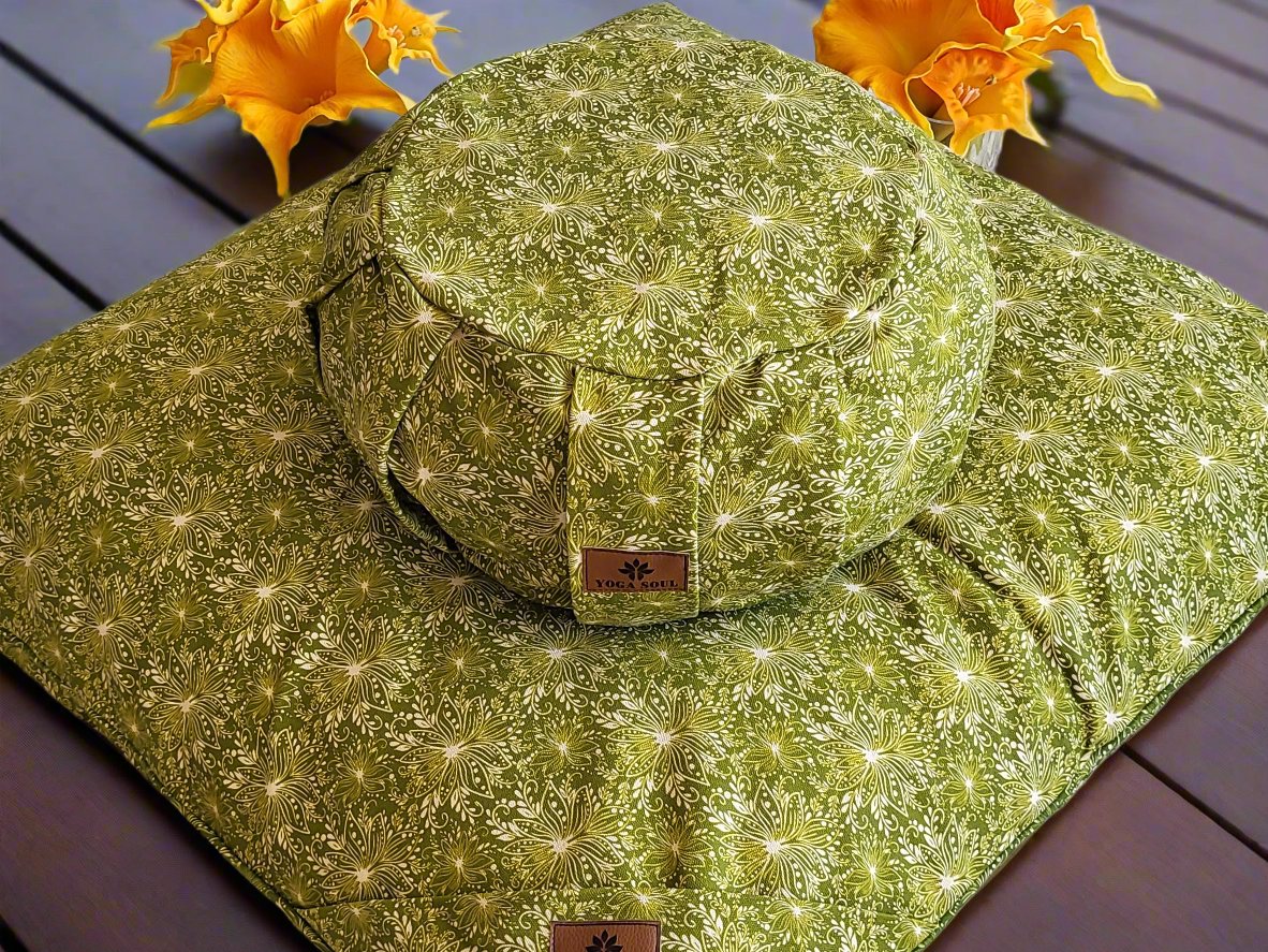 ZAFU Meditation Cushion Bundle | Lotus | Olive Green - Yoga Soul