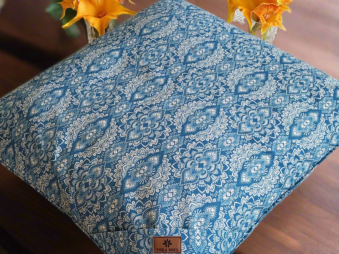 ZABUTON Meditation Cushion | Mandala | Indigo Blue - Yoga Soul