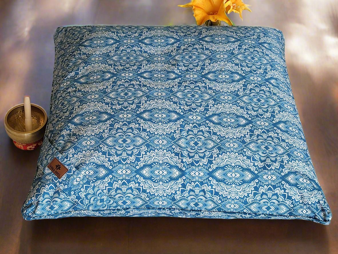 ZABUTON Meditation Cushion | Mandala | Indigo Blue - Yoga Soul