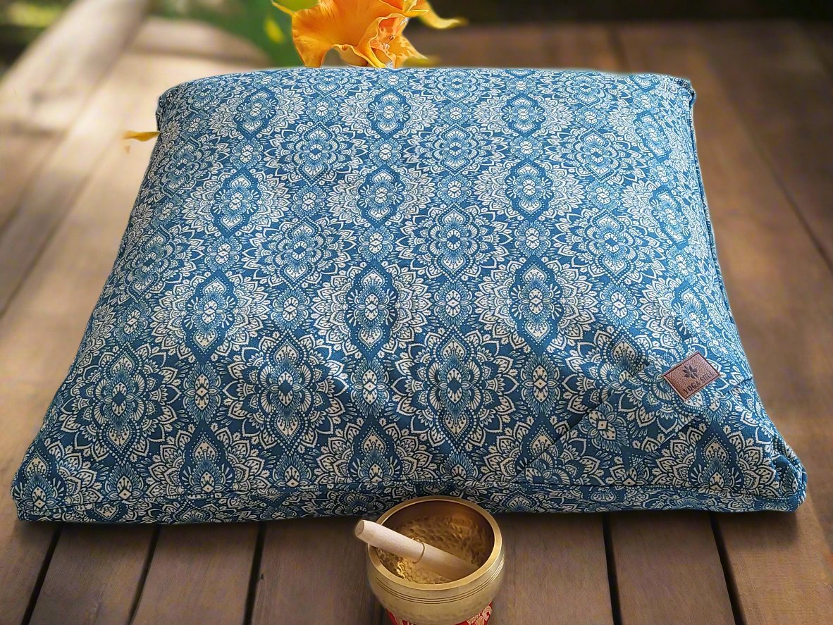 ZABUTON Meditation Cushion | Mandala | Indigo Blue - Yoga Soul