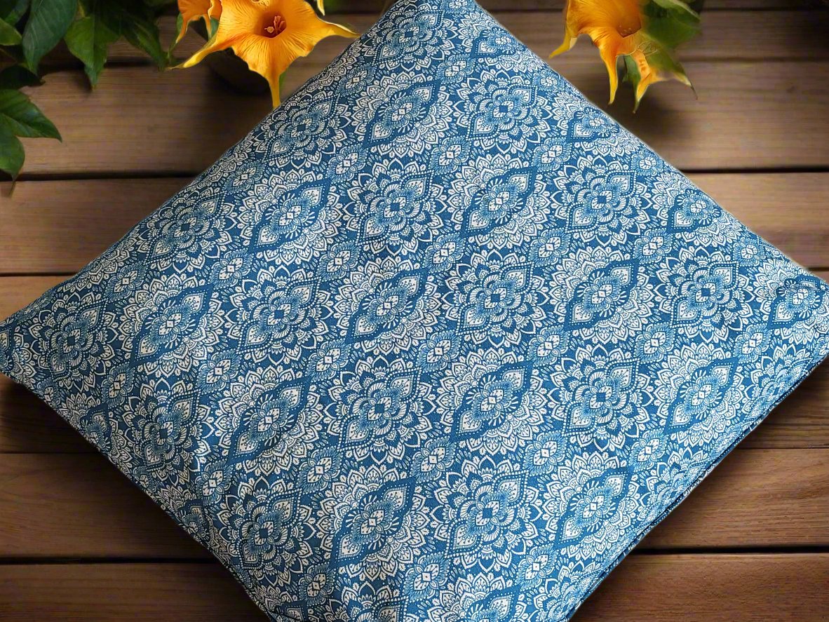 ZABUTON Meditation Cushion | Mandala | Indigo Blue - Yoga Soul