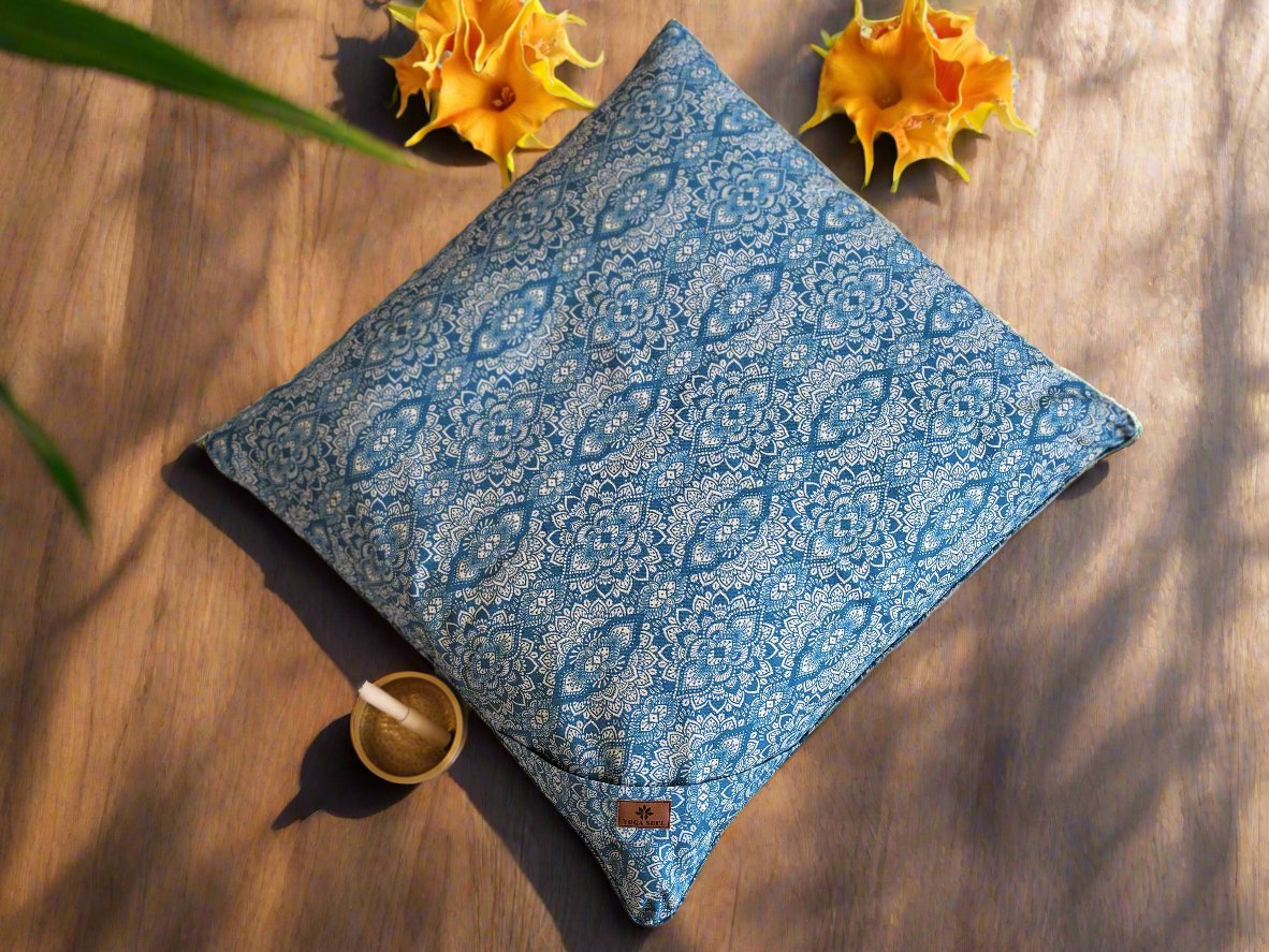 ZABUTON Meditation Cushion | Mandala | Indigo Blue - Yoga Soul