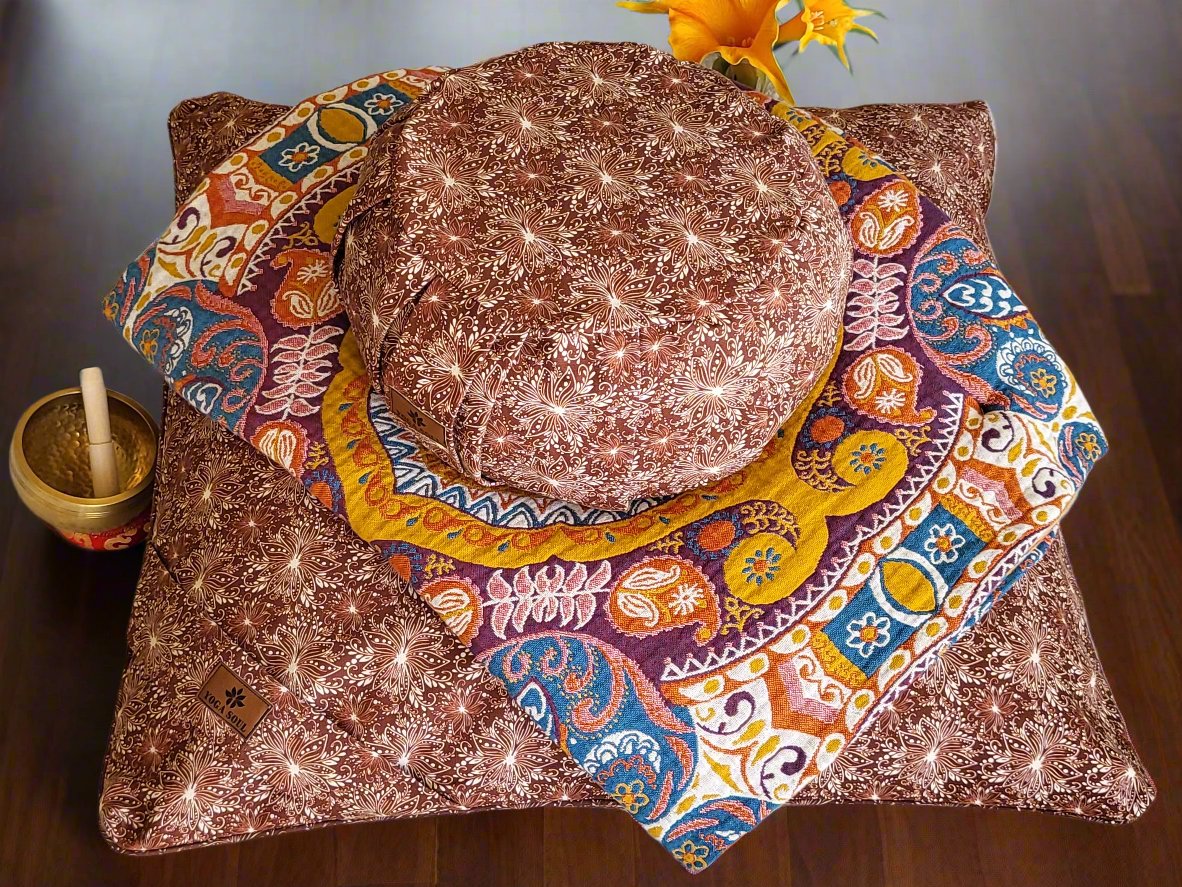 ZAFU Meditation Cushion Bundle | Lotus | Chocolate - Yoga Soul