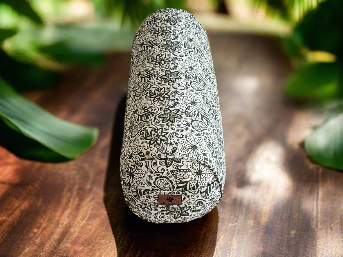 Round Yoga Bolster | Paisley Flower | Trekking Green - Yoga Soul