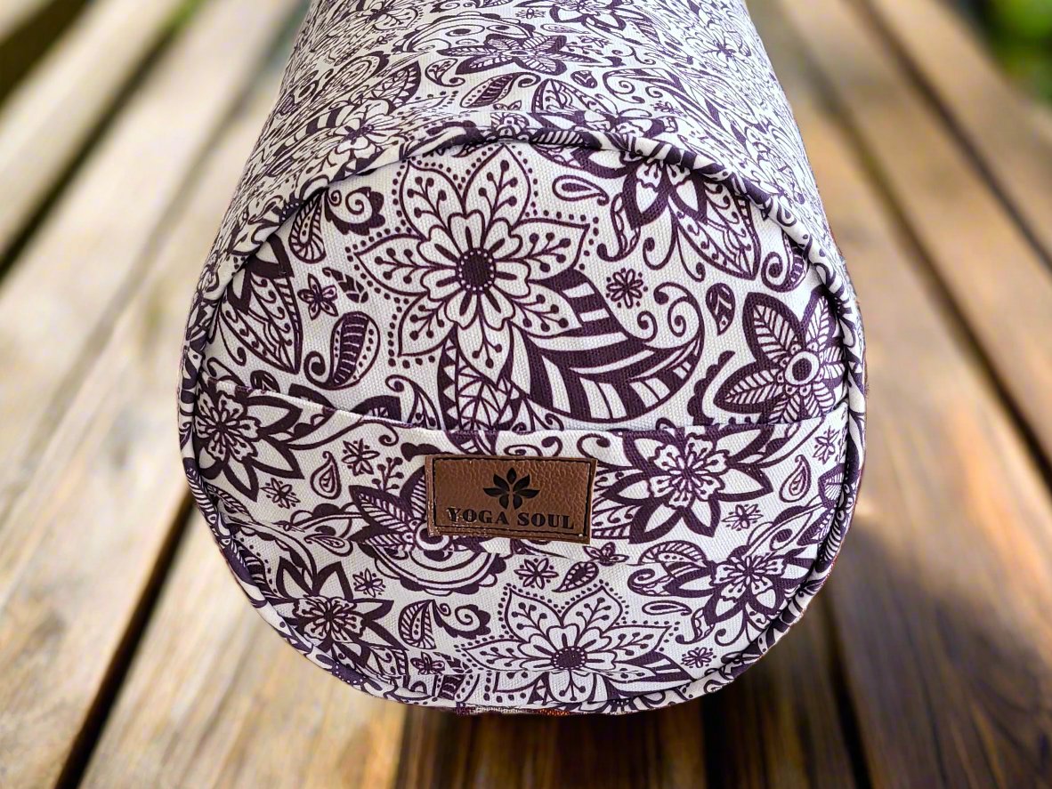 Round Yoga Bolster | Paisley Flower | Purple - Yoga Soul