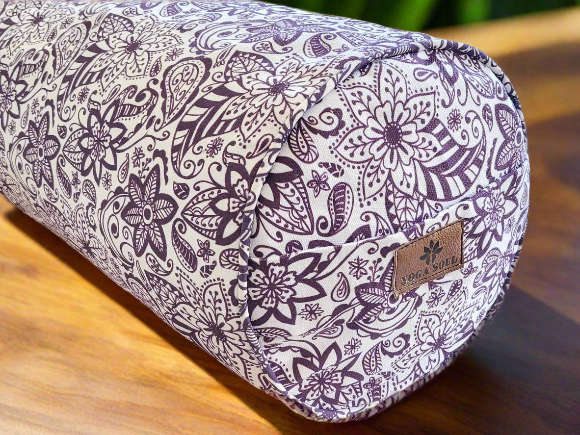 Round Yoga Bolster | Paisley Flower | Purple - Yoga Soul