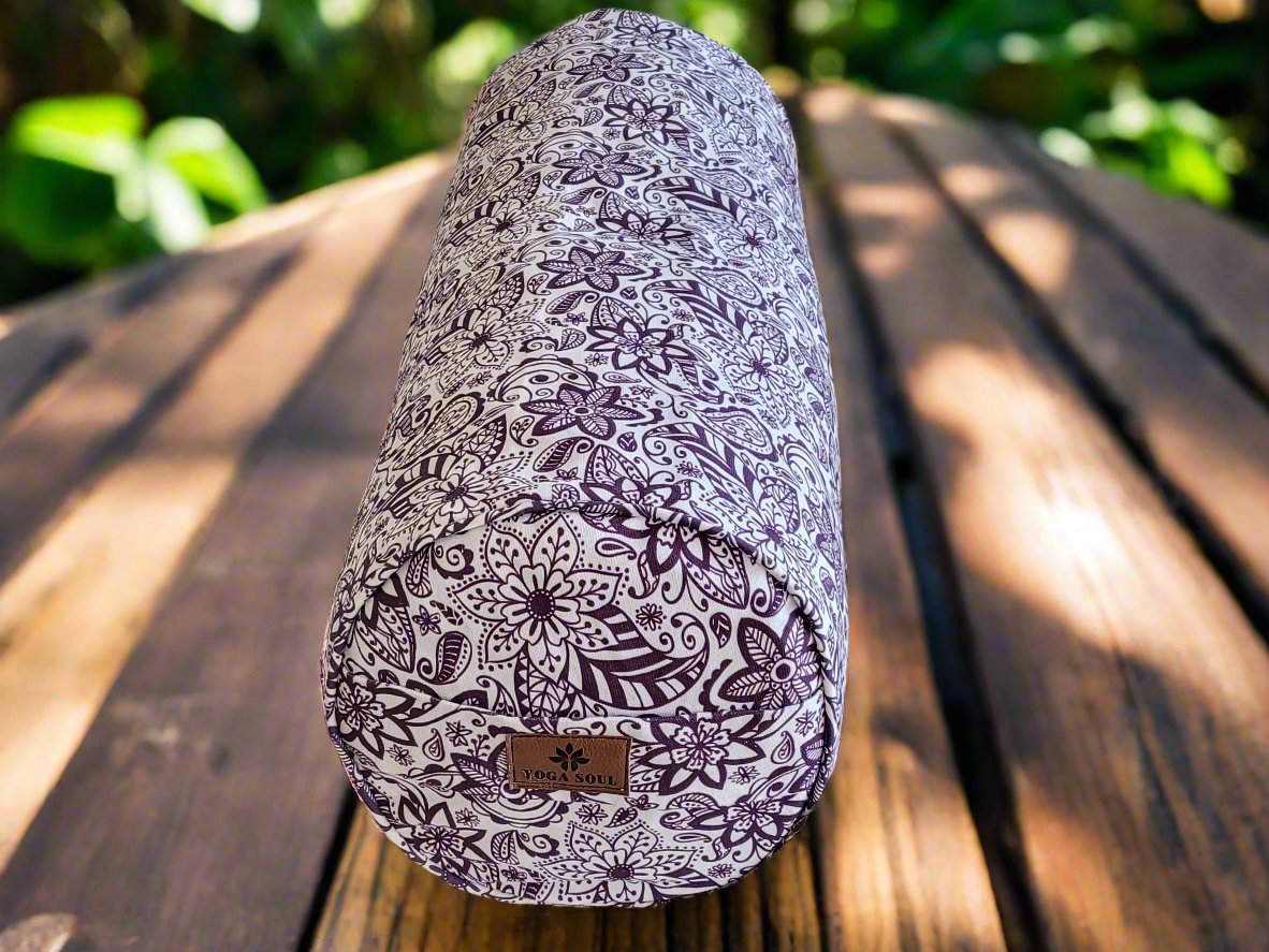 Round Yoga Bolster | Paisley Flower | Purple - Yoga Soul