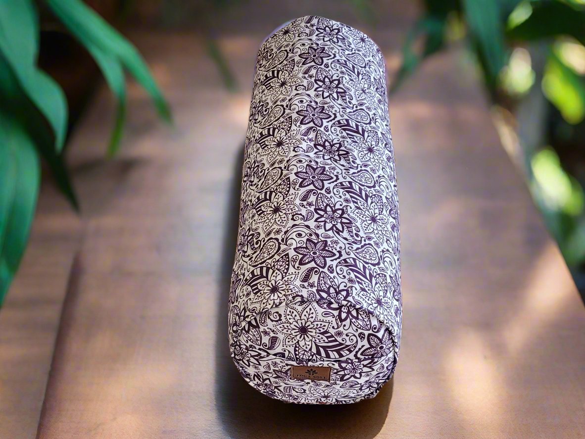 Round Yoga Bolster | Paisley Flower | Purple - Yoga Soul