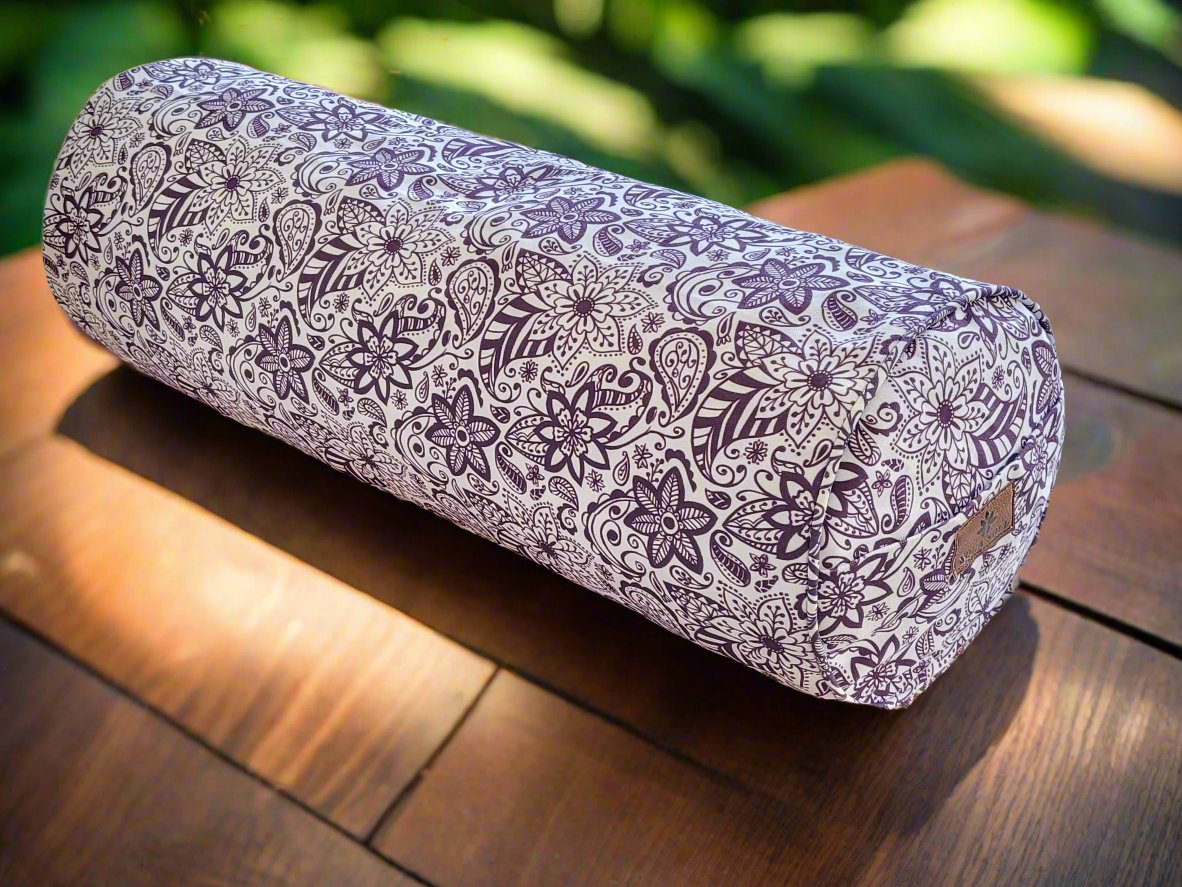 Round Yoga Bolster | Paisley Flower | Purple - Yoga Soul