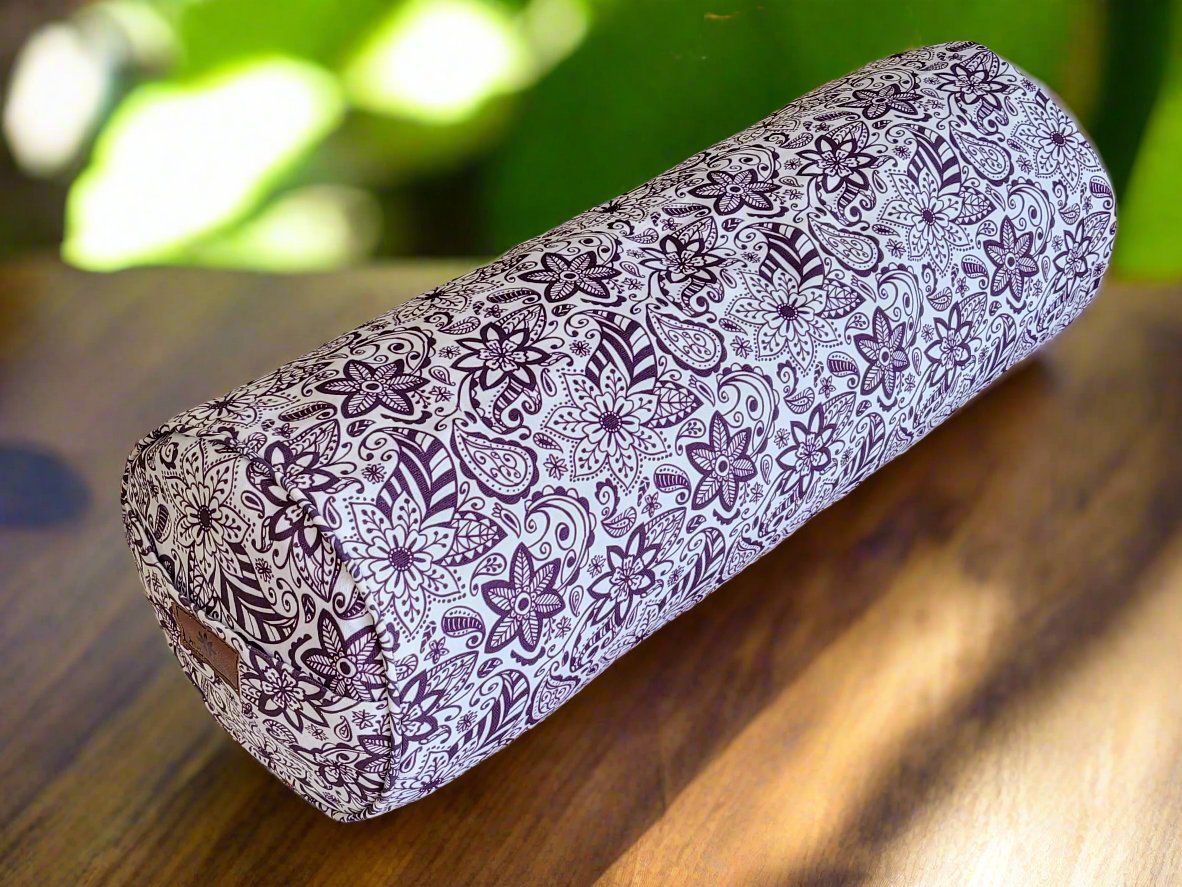 Round Yoga Bolster | Paisley Flower | Purple - Yoga Soul