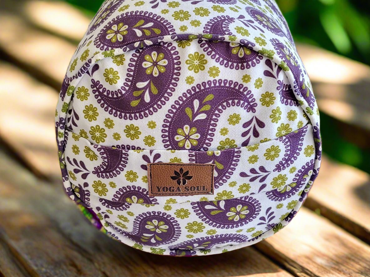 Round Yoga Bolster | Paisley | Purple - Yoga Soul