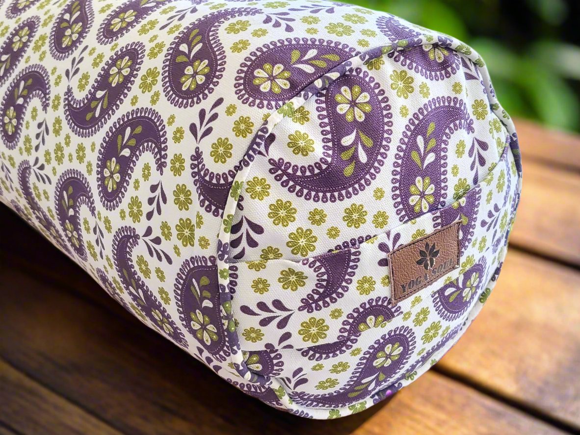 Round Yoga Bolster | Paisley | Purple - Yoga Soul