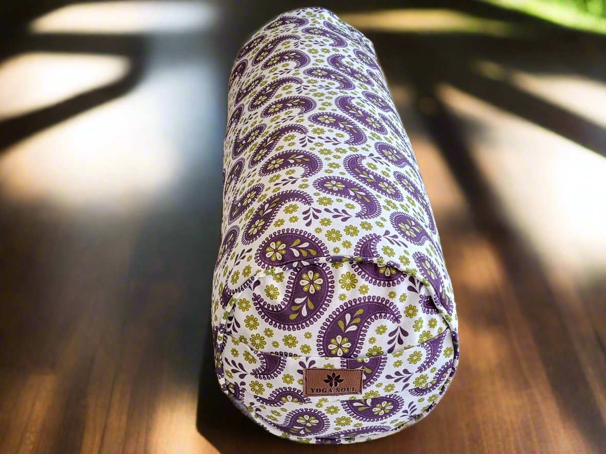 Round Yoga Bolster | Paisley | Purple - Yoga Soul