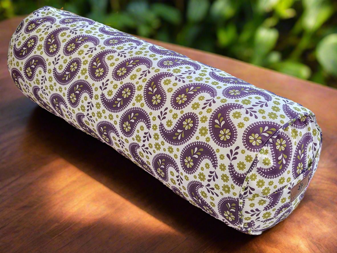 Round Yoga Bolster | Paisley | Purple - Yoga Soul