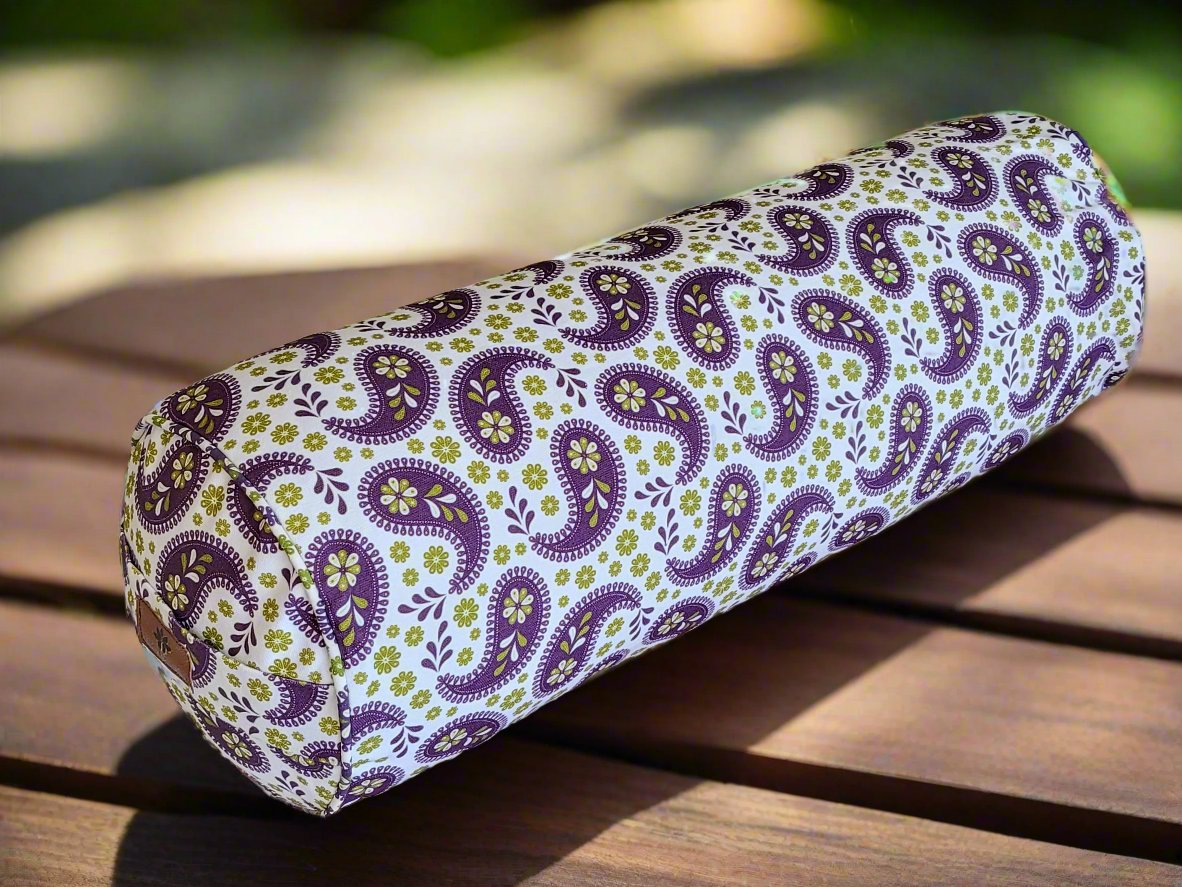 Round Yoga Bolster | Paisley | Purple - Yoga Soul