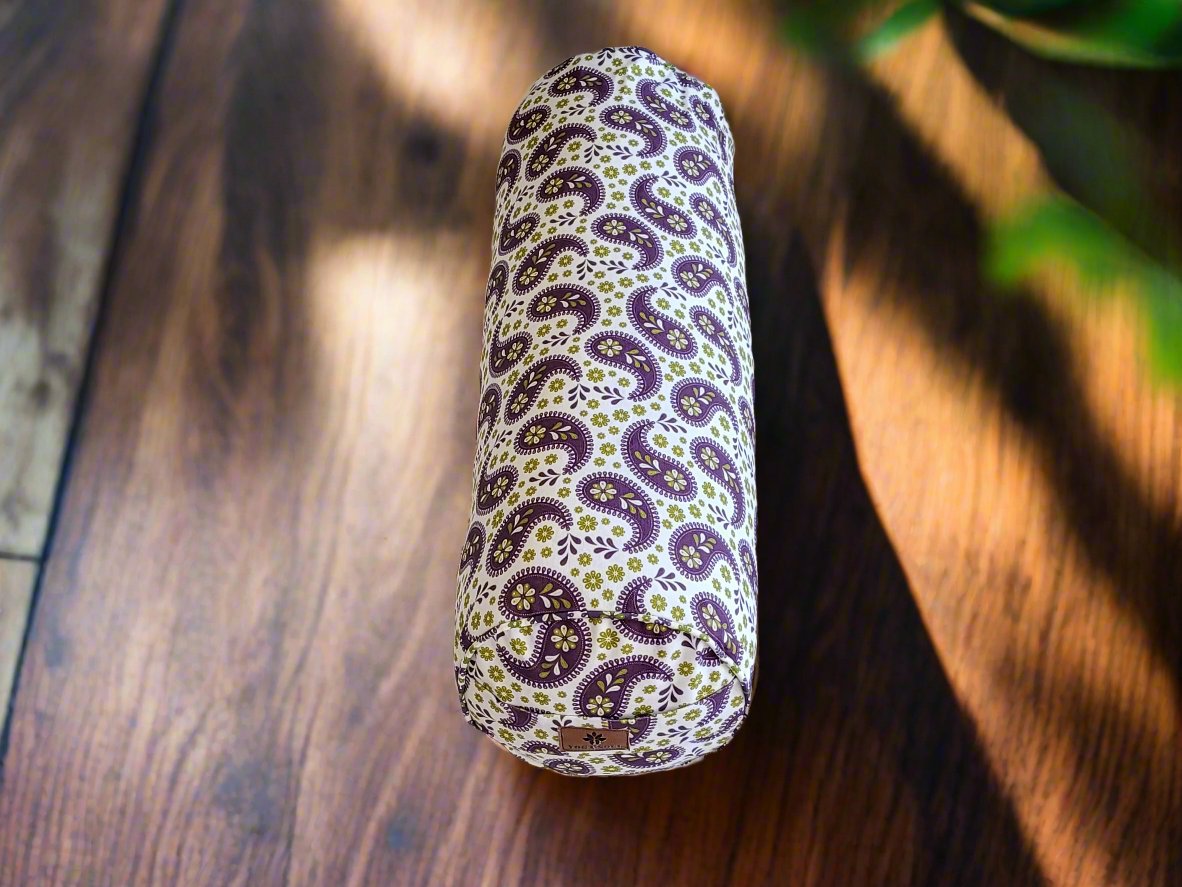 Round Yoga Bolster | Paisley | Purple - Yoga Soul