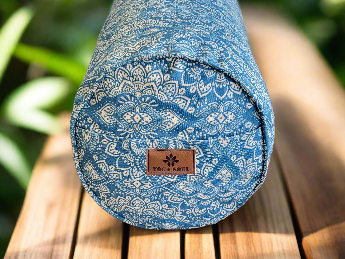 Round Yoga Bolster | Mandala | Indigo Blue - Yoga Soul