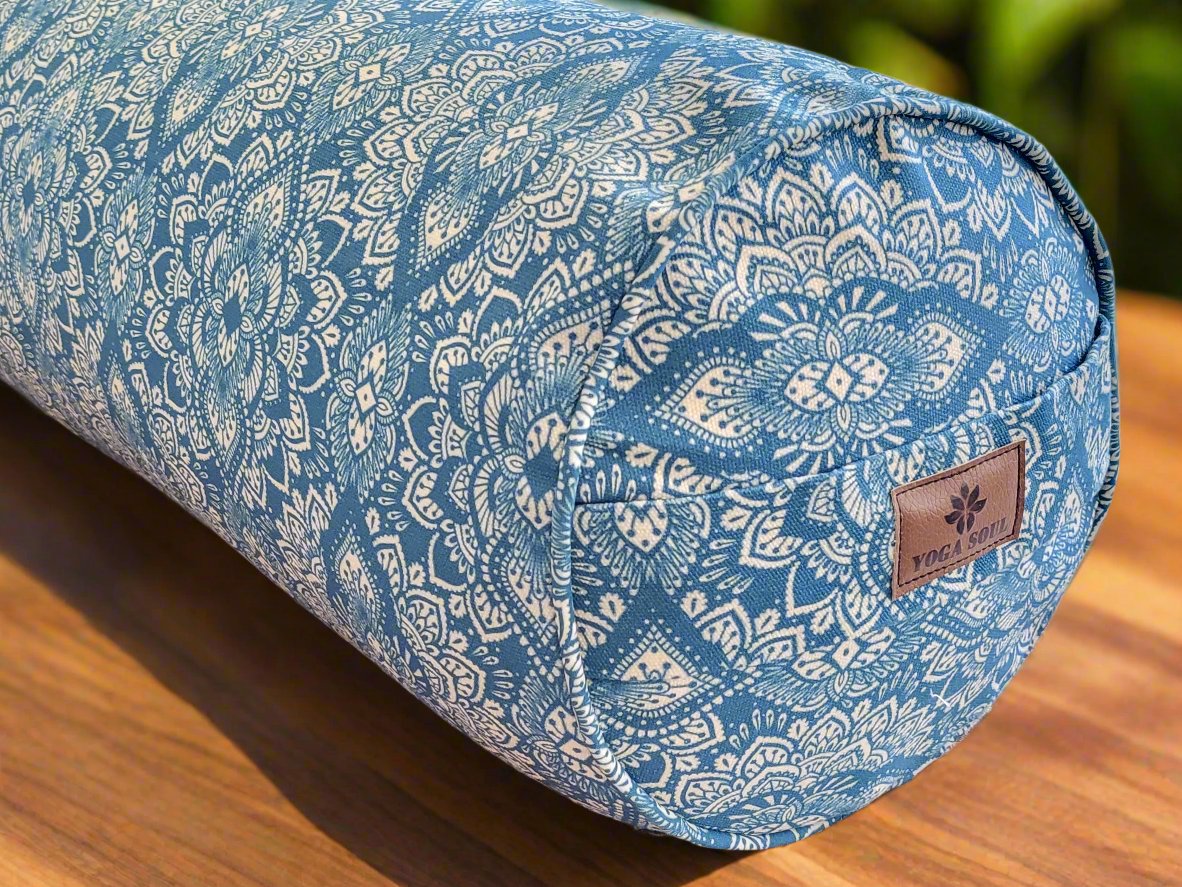 Round Yoga Bolster | Mandala | Indigo Blue - Yoga Soul