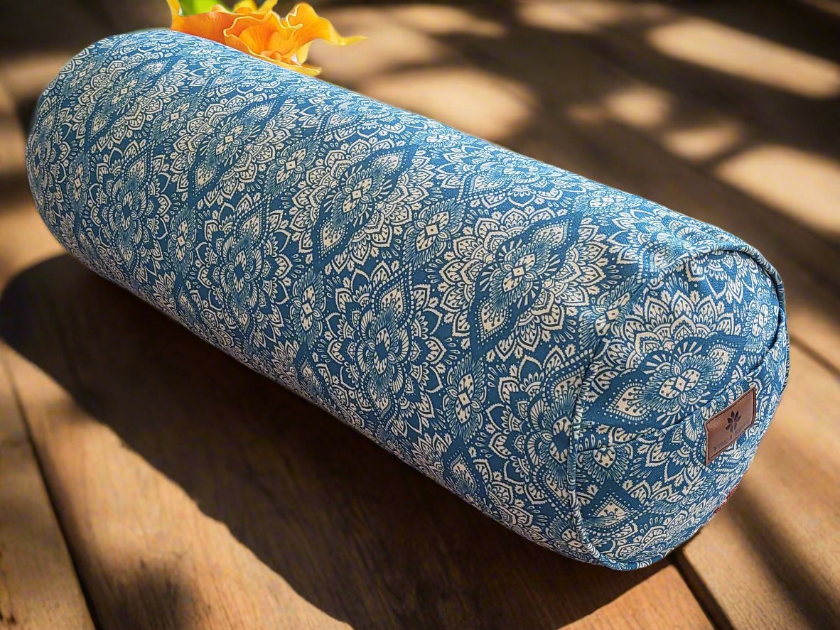 Round Yoga Bolster | Mandala | Indigo Blue - Yoga Soul