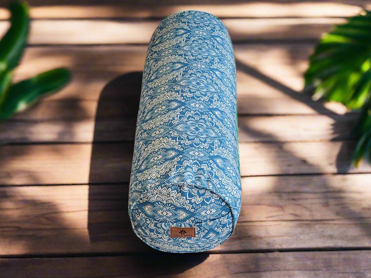 Round Yoga Bolster | Mandala | Indigo Blue - Yoga Soul