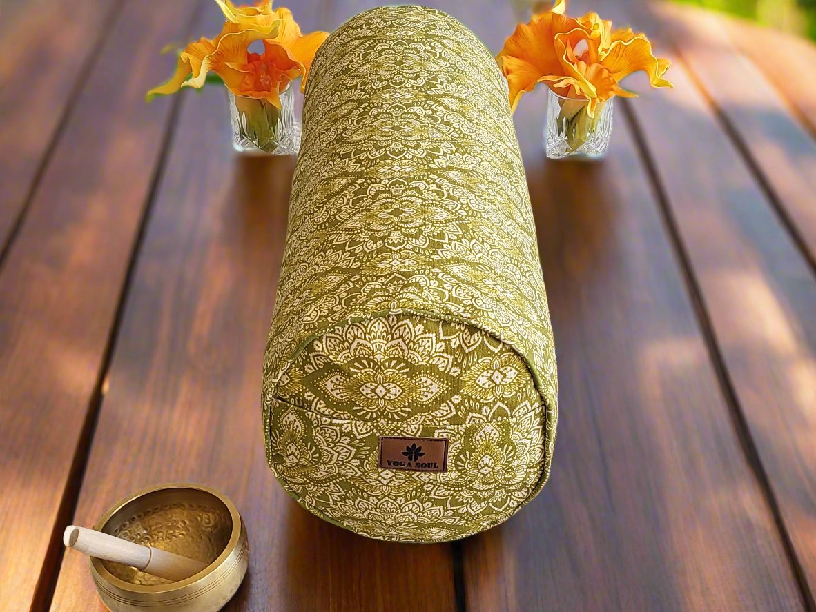 Round Yoga Bolster | Mandala | Kiwi Fruit - Yoga Soul