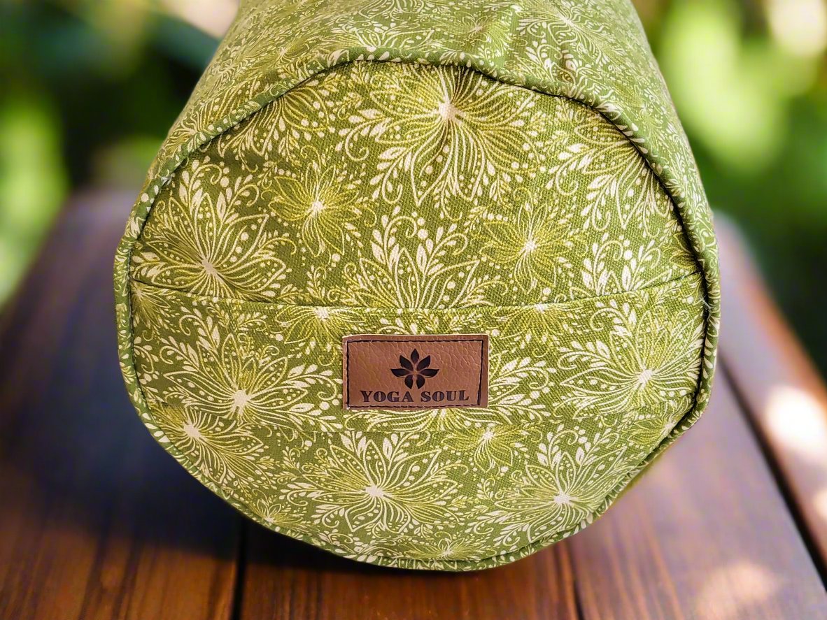 Round Yoga Bolster | Lotus | Olive Green - Yoga Soul