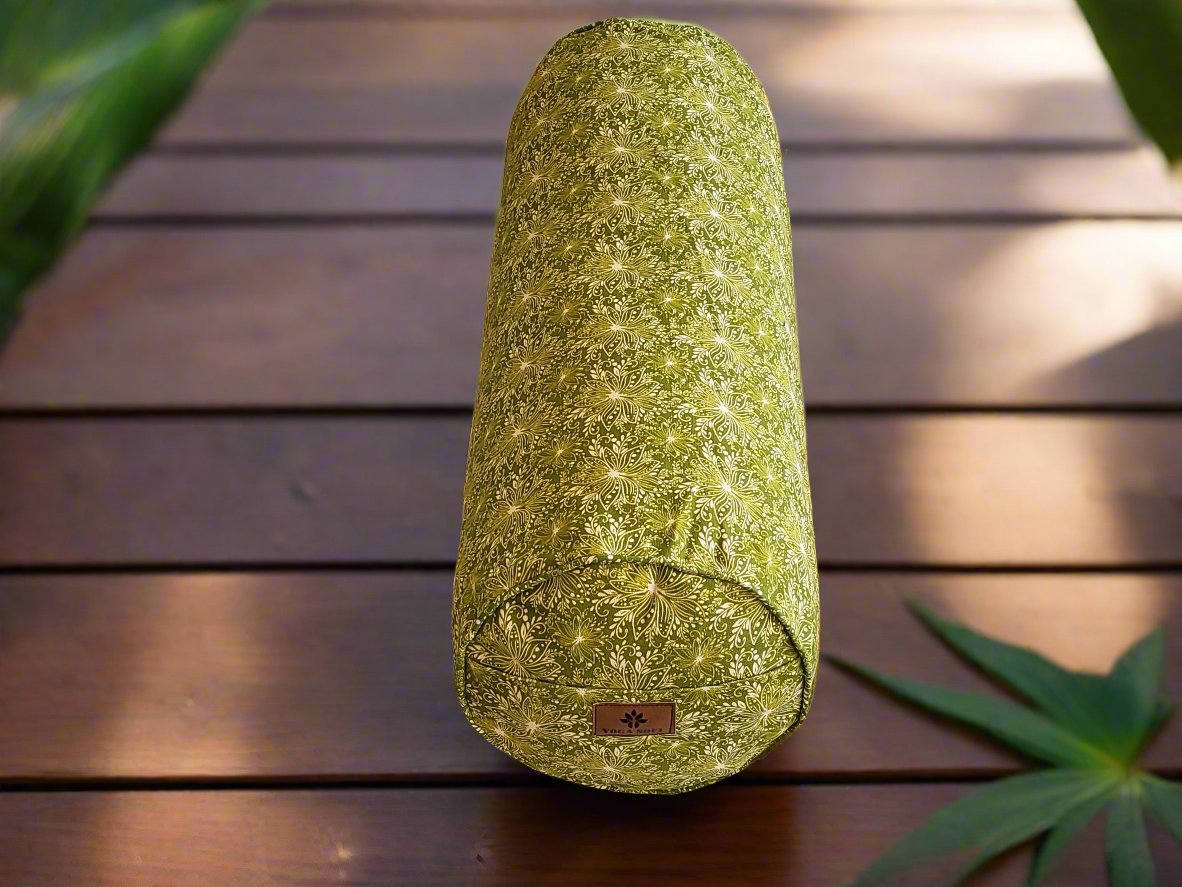 Round Yoga Bolster | Lotus | Olive Green - Yoga Soul