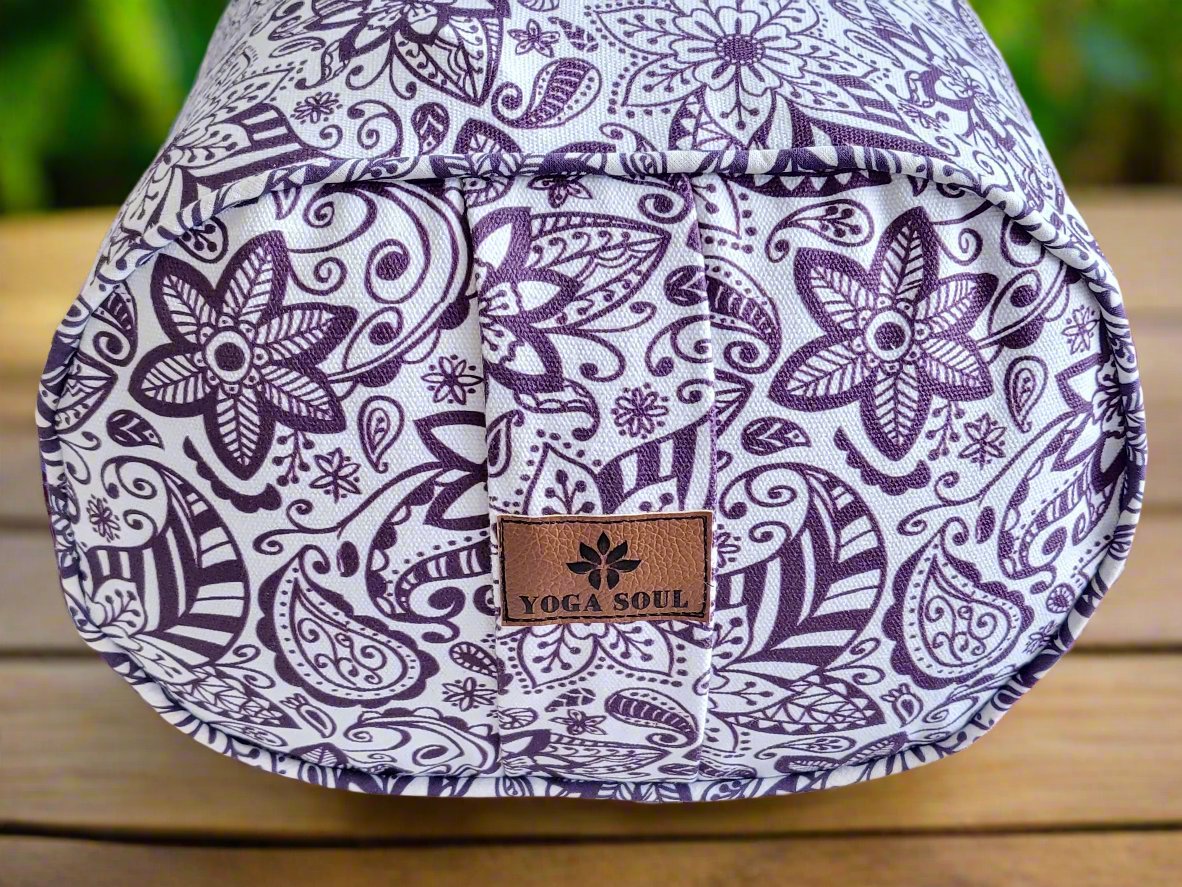 Oval Yoga Bolster | Paisley Flower | Purple - Yoga Soul