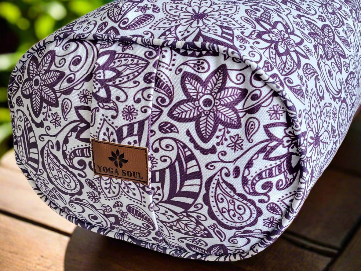 Oval Yoga Bolster | Paisley Flower | Purple - Yoga Soul