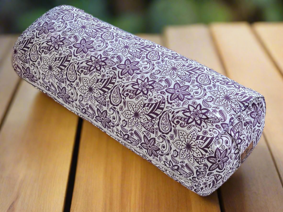 Oval Yoga Bolster | Paisley Flower | Purple - Yoga Soul