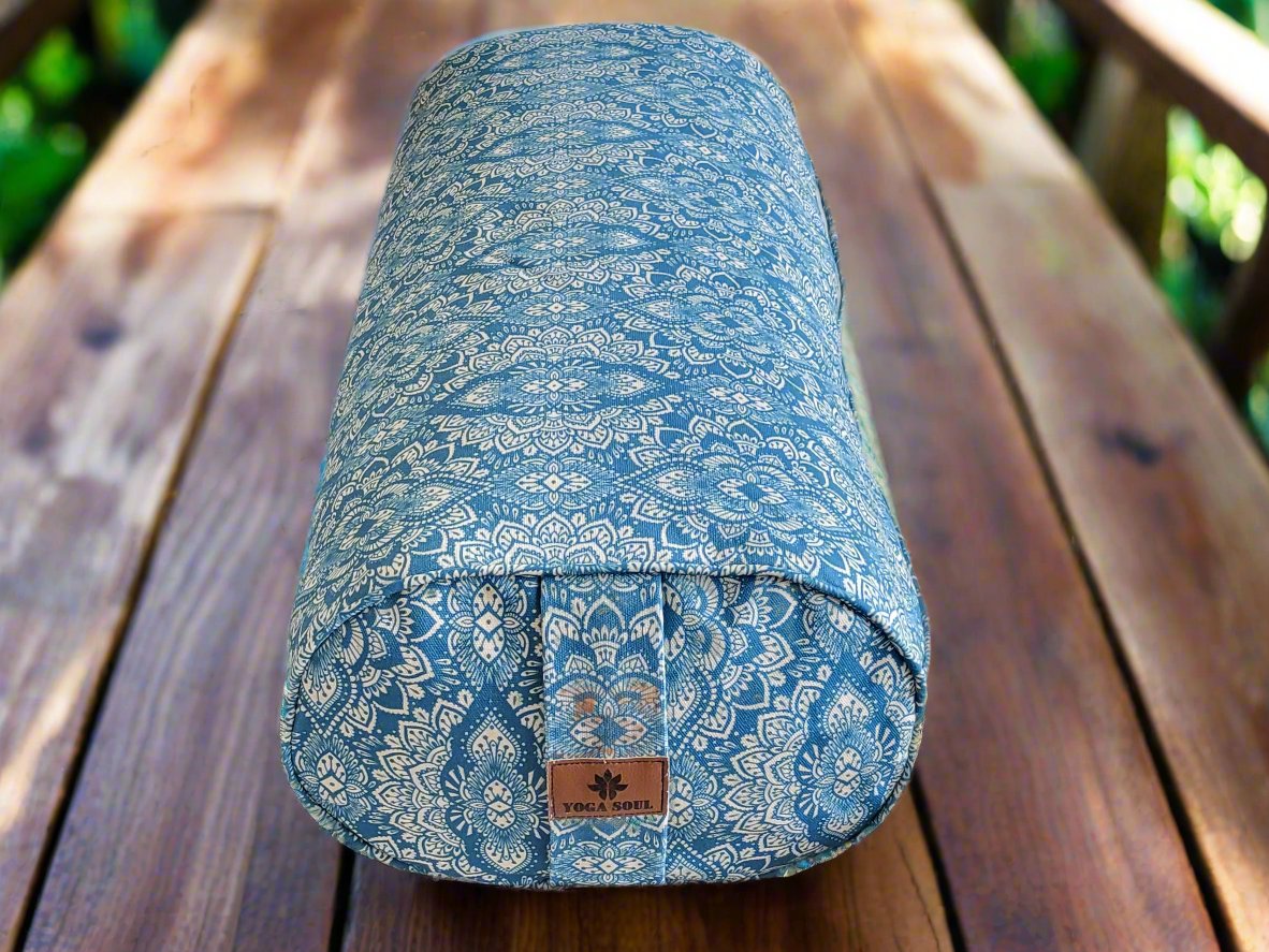 Oval Yoga Bolster | Mandala | Indigo Blue - Yoga Soul