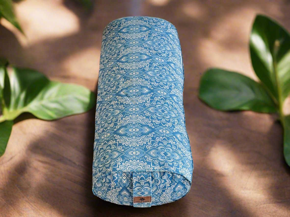 Oval Yoga Bolster | Mandala | Indigo Blue - Yoga Soul