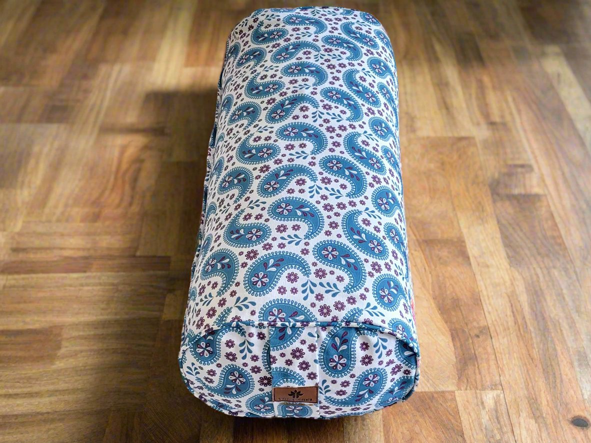 Oval Yoga Bolster | Paisley | Teal Blue - Yoga Soul